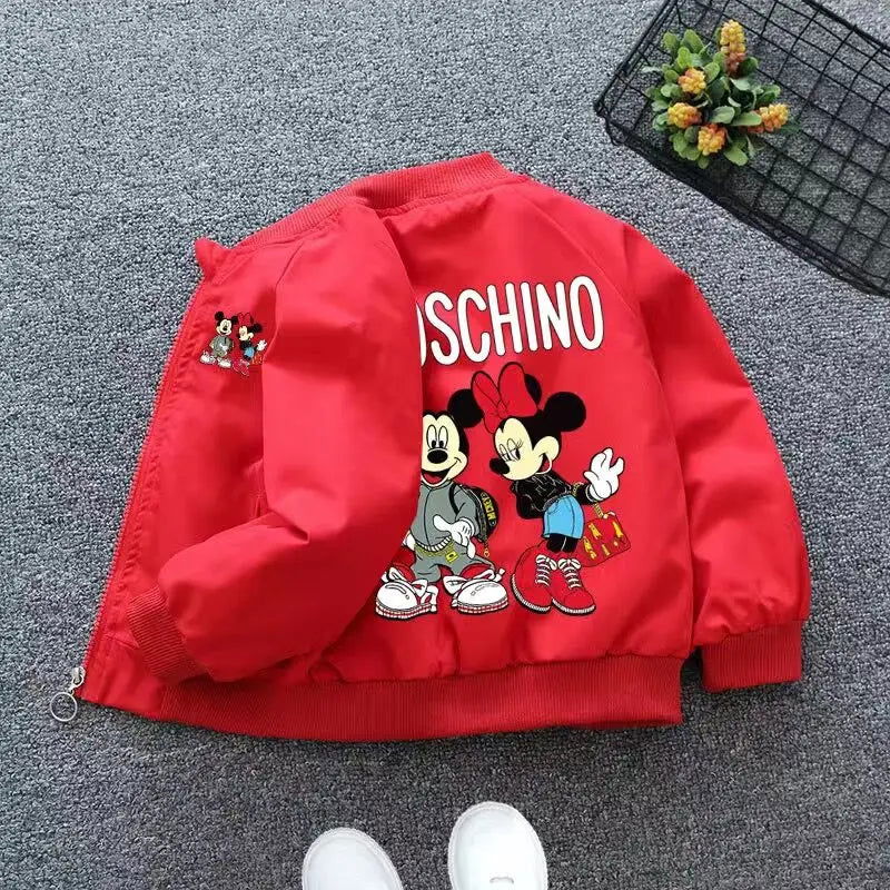 New Spring Baby Boys Girls Jacket Fashion Cartoon Mickey Minnie Mouse Print Outerwear for Kids Clothes Children Windbreaker Coat - Slobuy