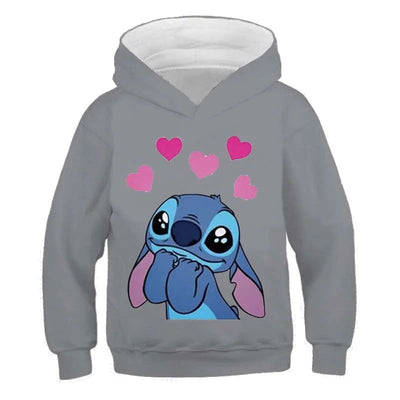 New Stitch Hoodies Girls Sweatshirt Autumn And Winter Long Sleeve Harajuku Pullovers Disney Series Stich Casual Hooded Tops - Slobuy