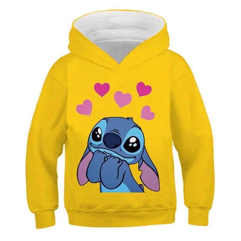 New Stitch Hoodies Girls Sweatshirt Autumn And Winter Long Sleeve Harajuku Pullovers Disney Series Stich Casual Hooded Tops - Slobuy