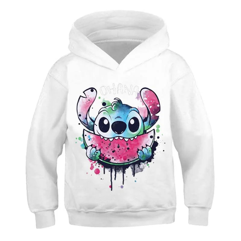 New Stitch Hoodies Girls Sweatshirt Autumn And Winter Long Sleeve Harajuku Pullovers Disney Series Stich Casual Hooded Tops - Slobuy