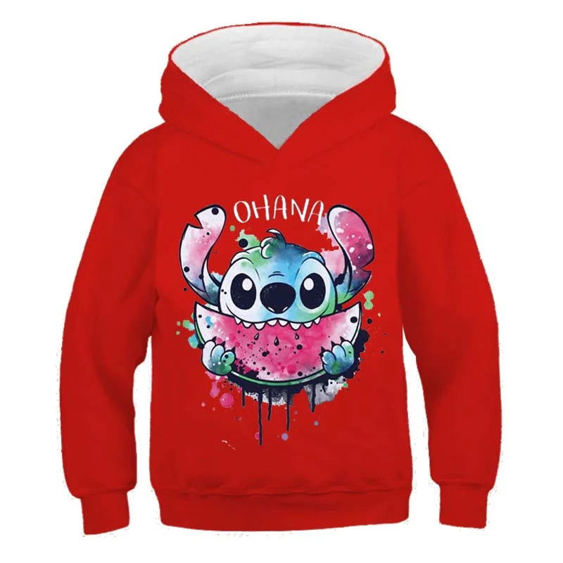 New Stitch Hoodies Girls Sweatshirt Autumn And Winter Long Sleeve Harajuku Pullovers Disney Series Stich Casual Hooded Tops - Slobuy