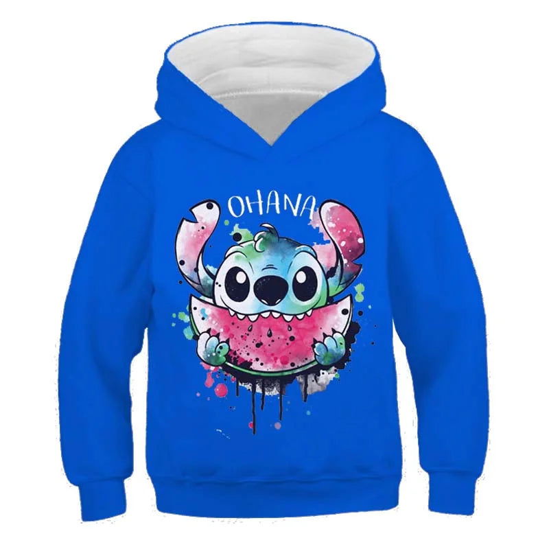 New Stitch Hoodies Girls Sweatshirt Autumn And Winter Long Sleeve Harajuku Pullovers Disney Series Stich Casual Hooded Tops - Slobuy