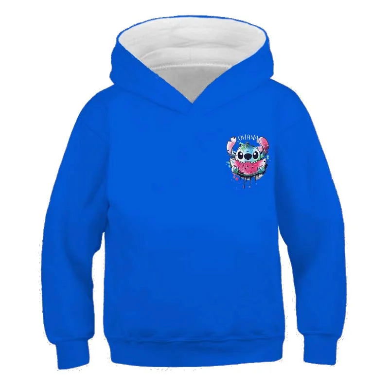 New Stitch Hoodies Girls Sweatshirt Autumn And Winter Long Sleeve Harajuku Pullovers Disney Series Stich Casual Hooded Tops - Slobuy