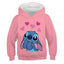 New Stitch Hoodies Girls Sweatshirt Autumn And Winter Long Sleeve Harajuku Pullovers Disney Series Stich Casual Hooded Tops - Slobuy