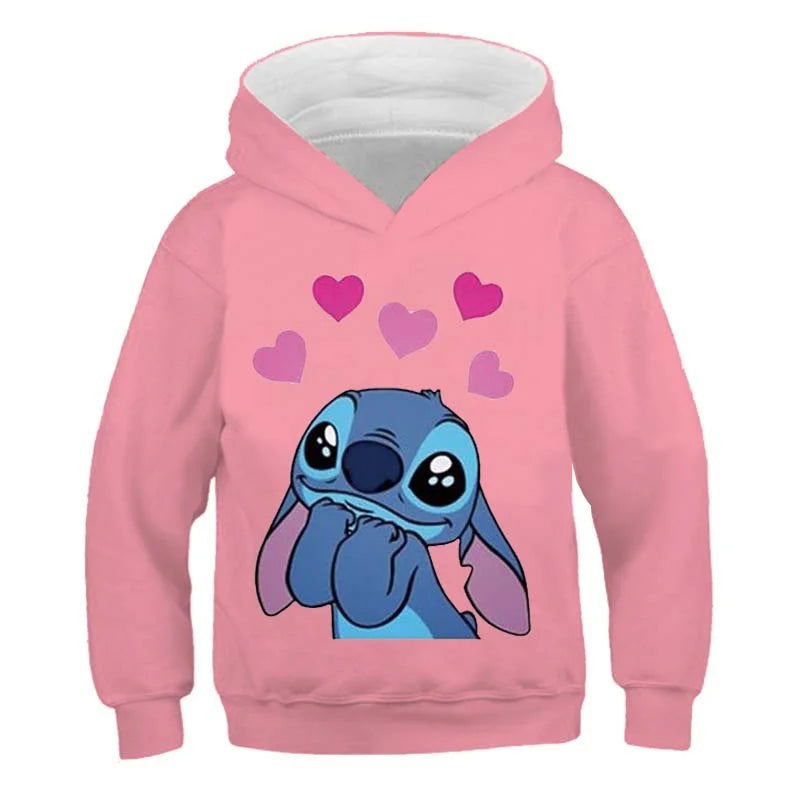 New Stitch Hoodies Girls Sweatshirt Autumn And Winter Long Sleeve Harajuku Pullovers Disney Series Stich Casual Hooded Tops - Slobuy