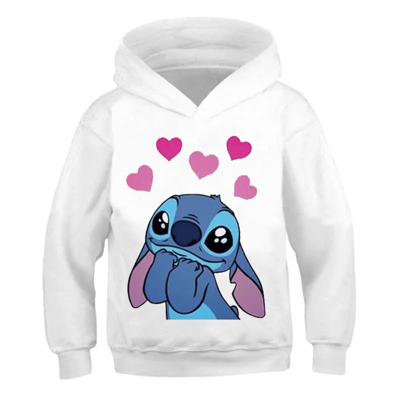 New Stitch Hoodies Girls Sweatshirt Autumn And Winter Long Sleeve Harajuku Pullovers Disney Series Stich Casual Hooded Tops - Slobuy