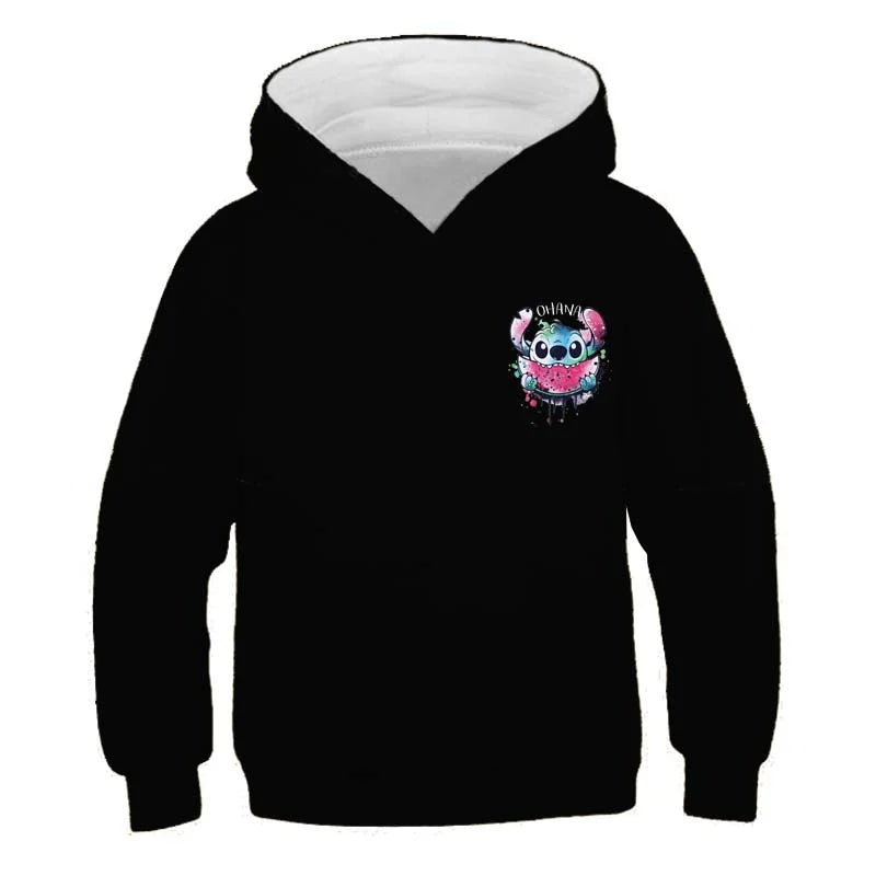 New Stitch Hoodies Girls Sweatshirt Autumn And Winter Long Sleeve Harajuku Pullovers Disney Series Stich Casual Hooded Tops - Slobuy