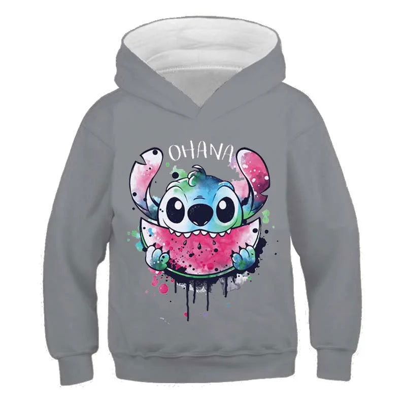 New Stitch Hoodies Girls Sweatshirt Autumn And Winter Long Sleeve Harajuku Pullovers Disney Series Stich Casual Hooded Tops - Slobuy