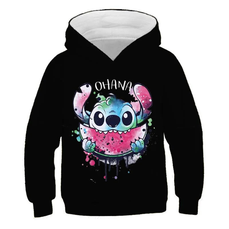 New Stitch Hoodies Girls Sweatshirt Autumn And Winter Long Sleeve Harajuku Pullovers Disney Series Stich Casual Hooded Tops - Slobuy