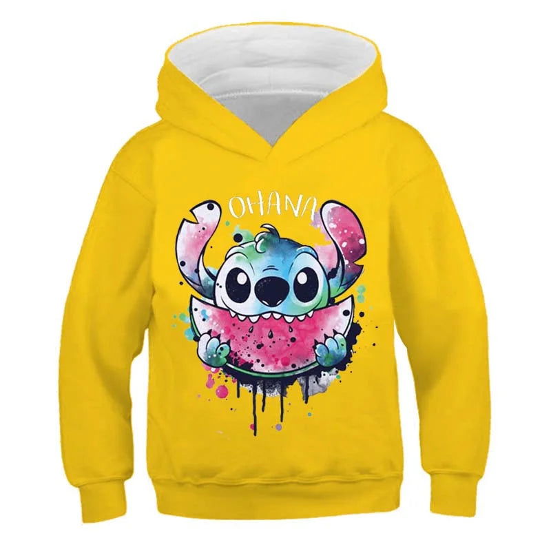 New Stitch Hoodies Girls Sweatshirt Autumn And Winter Long Sleeve Harajuku Pullovers Disney Series Stich Casual Hooded Tops - Slobuy