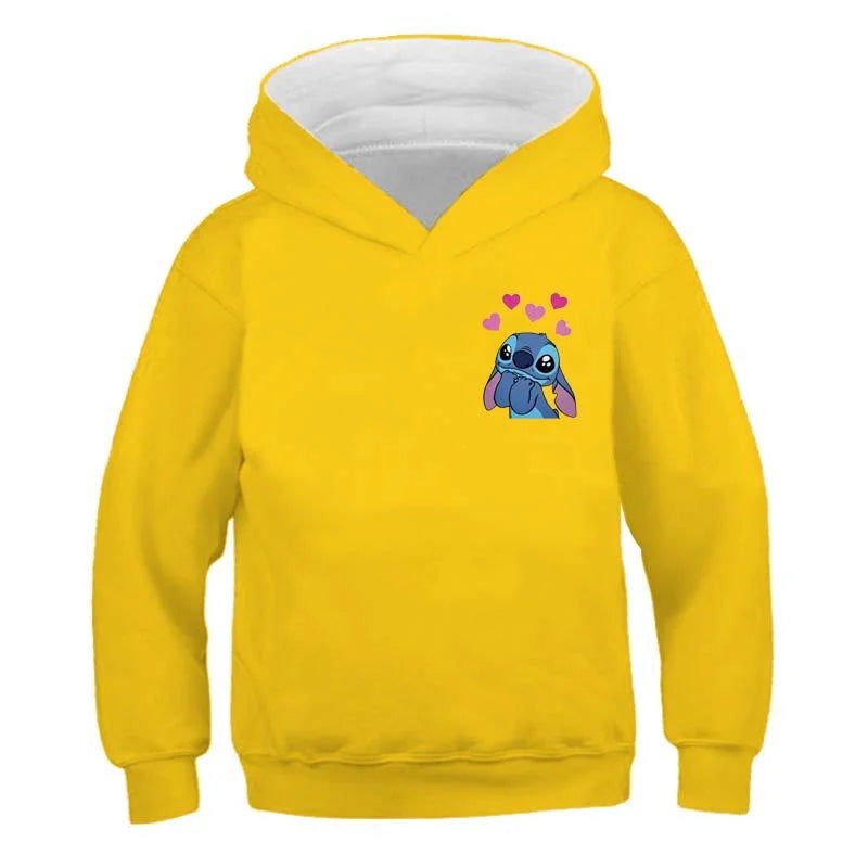 New Stitch Hoodies Girls Sweatshirt Autumn And Winter Long Sleeve Harajuku Pullovers Disney Series Stich Casual Hooded Tops - Slobuy