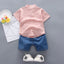 New Summer  Hot Sale Toddler Kids Baby Boys Shirt Cartoon Tops Denim Shorts Pants Outfits Set Baby Clothes - Slobuy