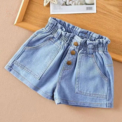 New Summer Kids Short Denim Shorts For Girls Fashion Girl Short Princess Jeans Children Pants Girls Shorts Flower Girls Clothing - Slobuy