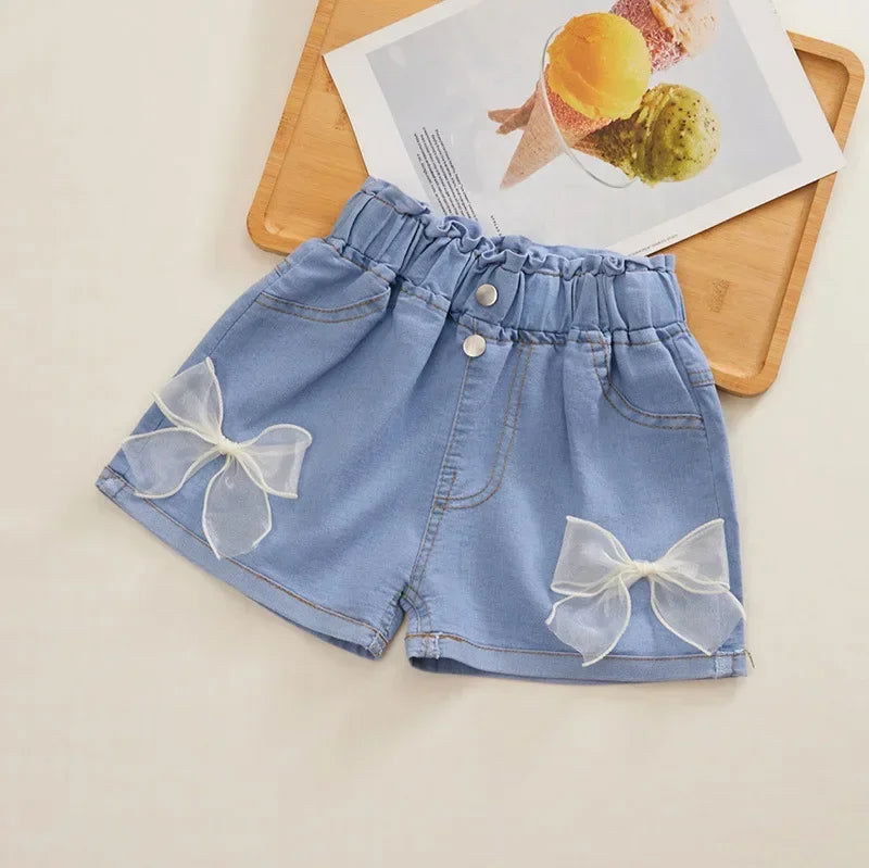 New Summer Kids Short Denim Shorts For Girls Fashion Girl Short Princess Jeans Children Pants Girls Shorts Flower Girls Clothing - Slobuy