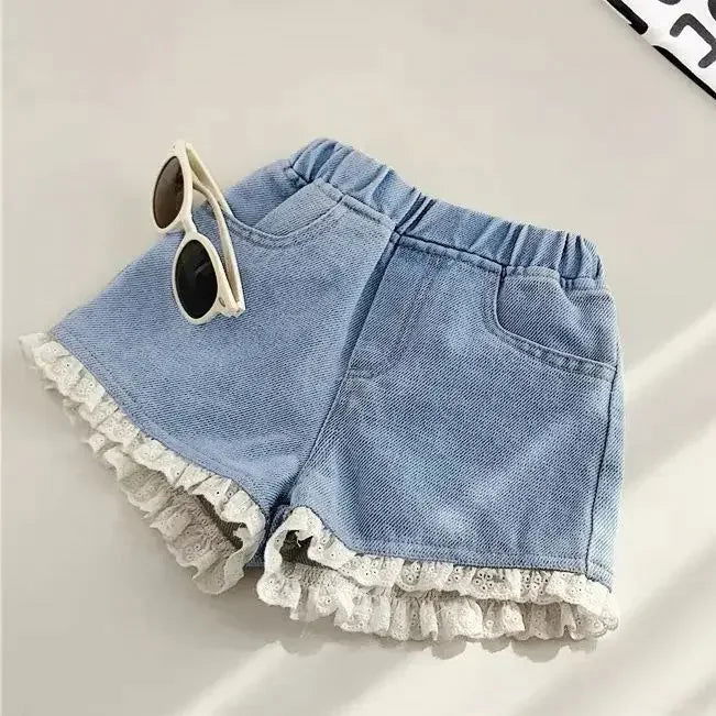New Summer Kids Short Denim Shorts For Girls Fashion Girl Short Princess Jeans Children Pants Girls Shorts Flower Girls Clothing - Slobuy
