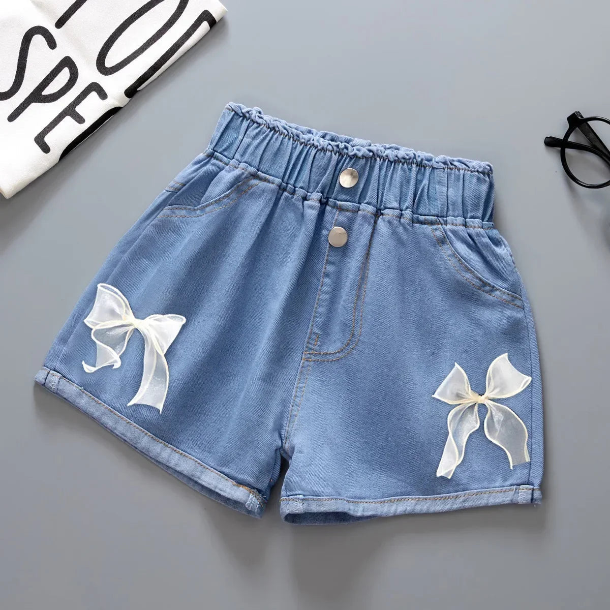 New Summer Kids Short Denim Shorts For Girls Fashion Girl Short Princess Jeans Children Pants Girls Shorts Flower Girls Clothing - Slobuy