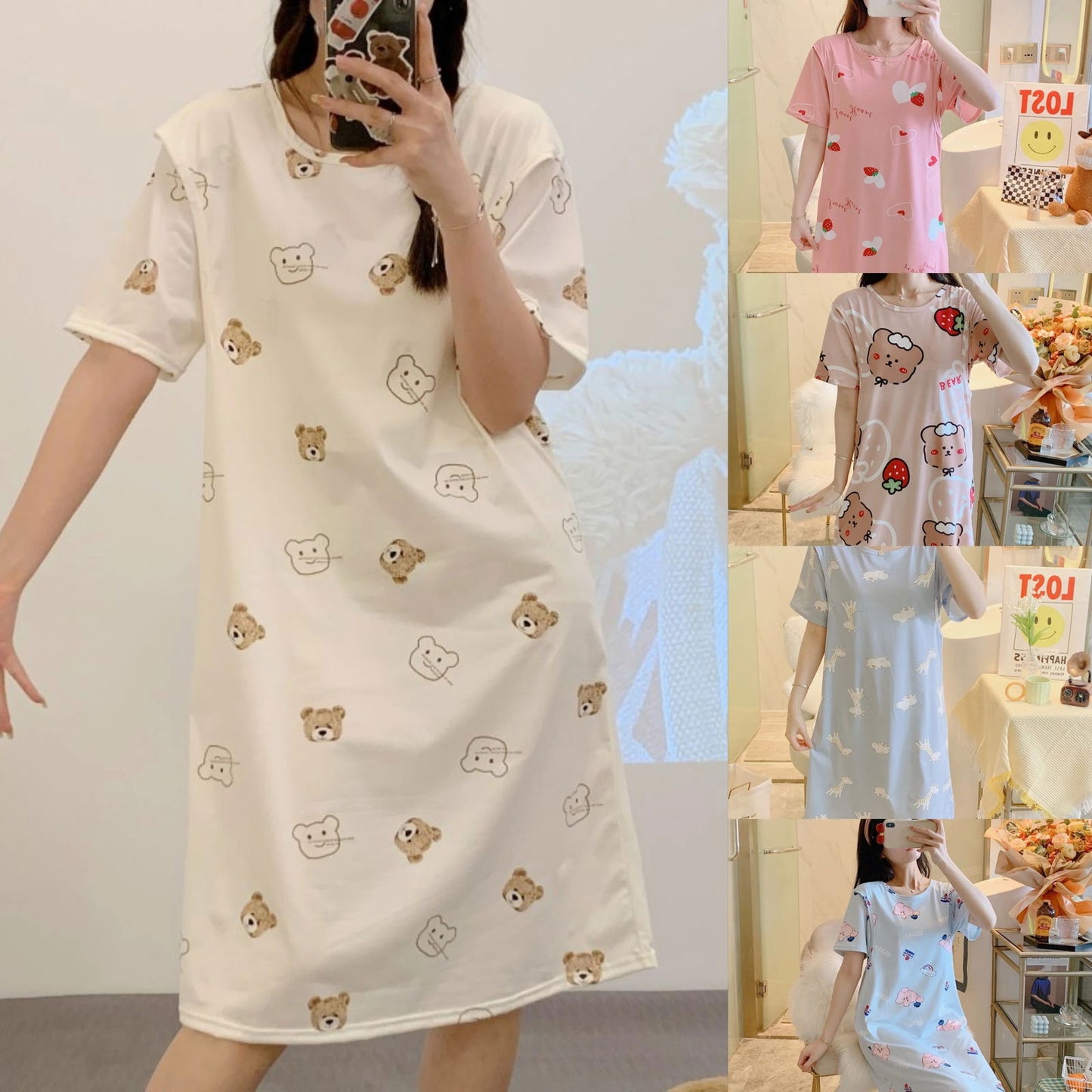 New Summer Monthly Clothing Breastfeeding Dress Pajamas Homewear Women Nursing Clothes Maternity Pajamas Plus Size Suit - Slobuy