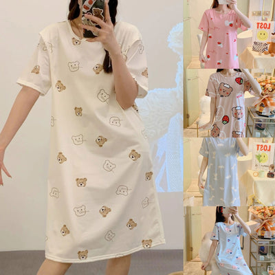 New Summer Monthly Clothing Breastfeeding Dress Pajamas Homewear Women Nursing Clothes Maternity Pajamas Plus Size Suit - Slobuy