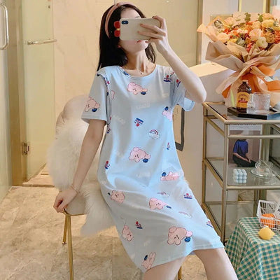 New Summer Monthly Clothing Breastfeeding Dress Pajamas Homewear Women Nursing Clothes Maternity Pajamas Plus Size Suit - Slobuy