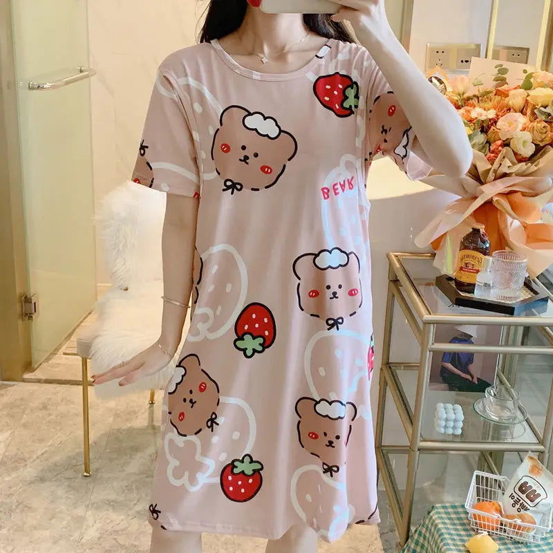New Summer Monthly Clothing Breastfeeding Dress Pajamas Homewear Women Nursing Clothes Maternity Pajamas Plus Size Suit - Slobuy