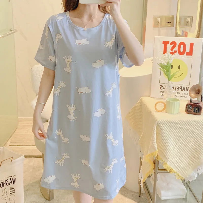 New Summer Monthly Clothing Breastfeeding Dress Pajamas Homewear Women Nursing Clothes Maternity Pajamas Plus Size Suit - Slobuy