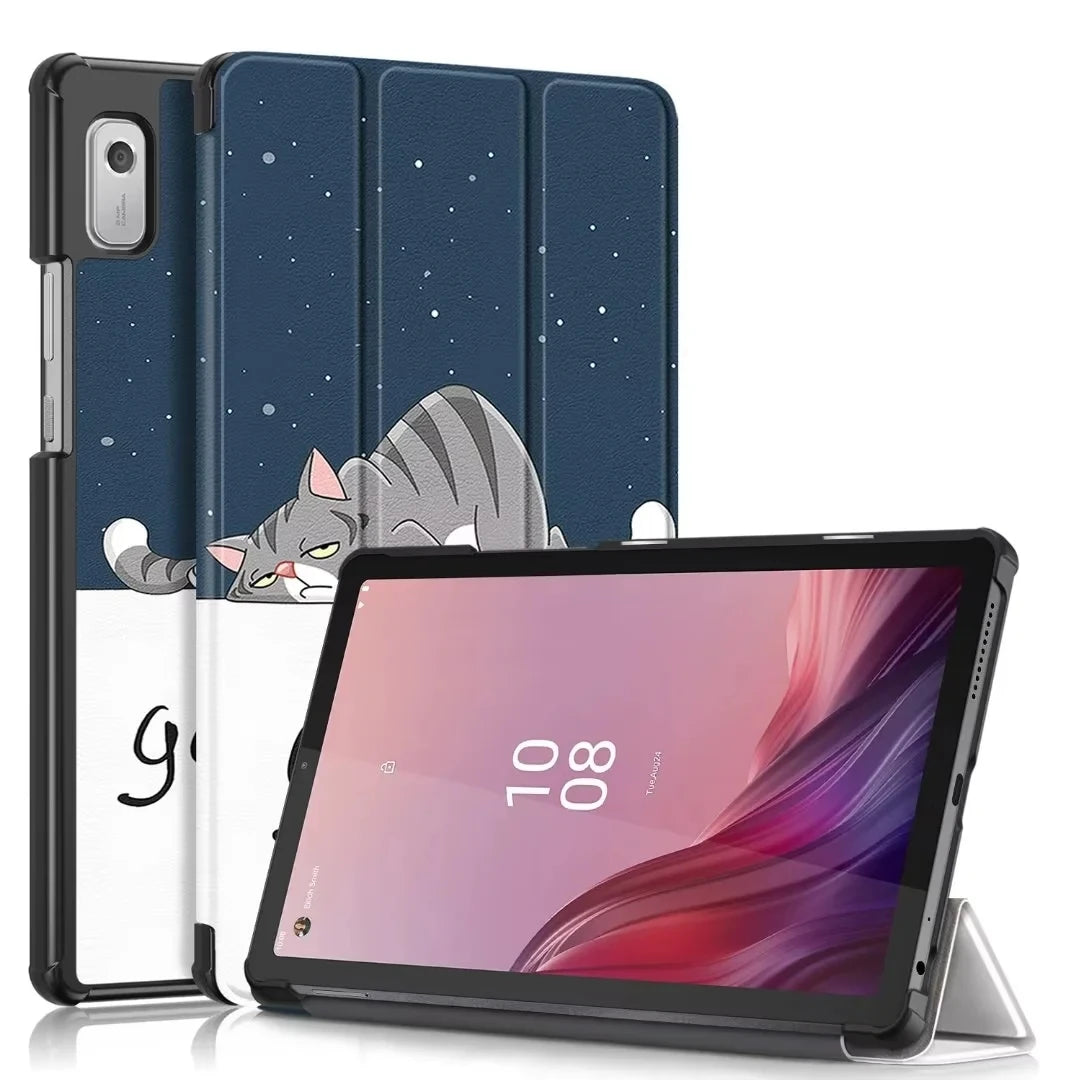 New Tablet Cover For Lenovo Tab M9 2023 Case TB310FU TB310XC 9.0 inch PU Leather Magnetic Tri-Fold Stand Funda Coque+Film+Pen - Slobuy