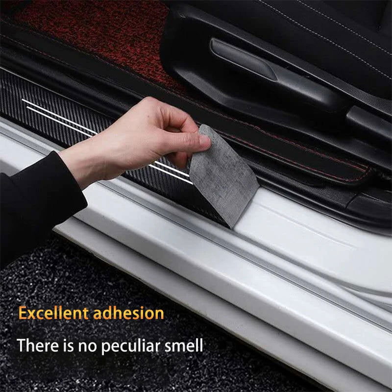 New Universal Imitation Carbon Fiber Leather Car Door Sill Protection Strip Tough And Durable Decorative Car Sticker Accessories - Slobuy