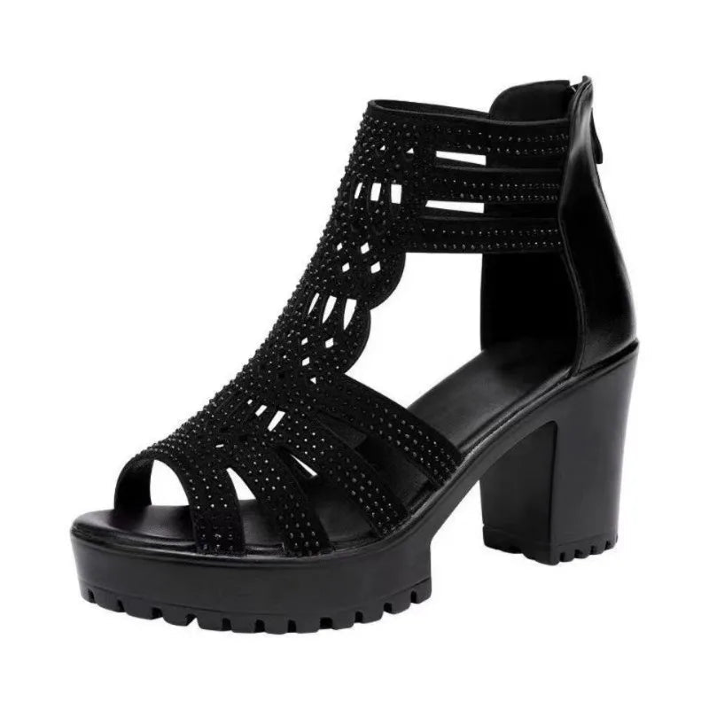 New Women's Sandals Wedges Summer Hollow Out Roman Sandals Ladies Elegant Low Heel Sandals for Women Fashion Mujer Footwear - Slobuy