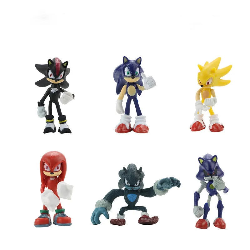 New whole set sale Sonic Tails Werehog Action Figures Blue Shadow Doll Cartoon Figurines Collectible Dolls Kids Hedgehog Toy - Slobuy