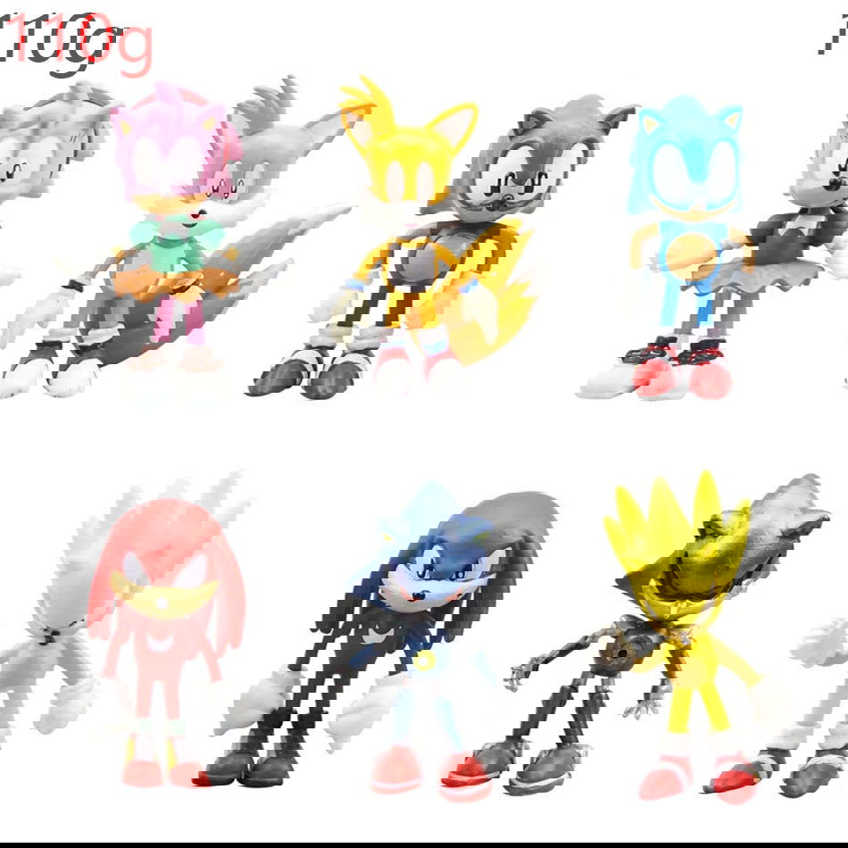New whole set sale Sonic Tails Werehog Action Figures Blue Shadow Doll Cartoon Figurines Collectible Dolls Kids Hedgehog Toy - Slobuy