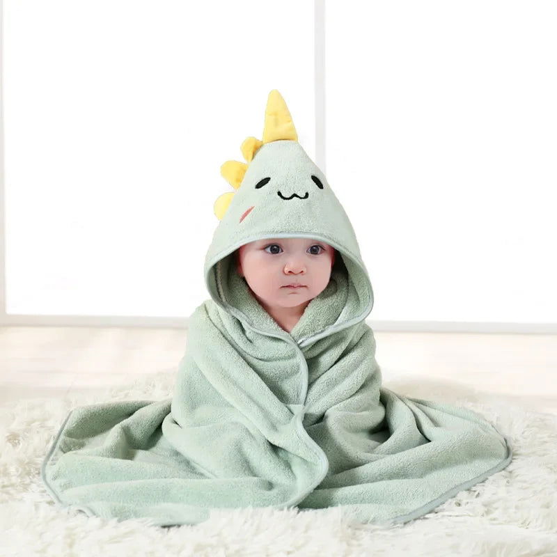 Newborn Baby Bath Towel Cartoon Baby Swaddle Kids Bathrobe Fleece Blanket Warm Sleeping Swaddle Wrap for New Born Boys Girls - Slobuy