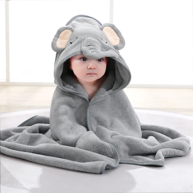 Newborn Baby Bath Towel Cartoon Baby Swaddle Kids Bathrobe Fleece Blanket Warm Sleeping Swaddle Wrap for New Born Boys Girls - Slobuy