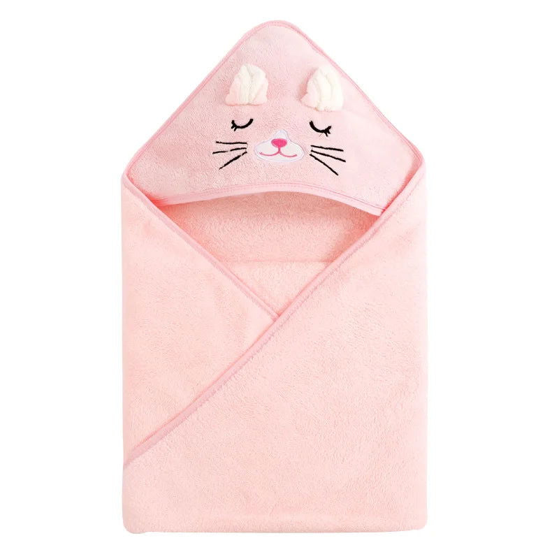 Newborn Baby Bath Towel Cartoon Baby Swaddle Kids Bathrobe Fleece Blanket Warm Sleeping Swaddle Wrap for New Born Boys Girls - Slobuy