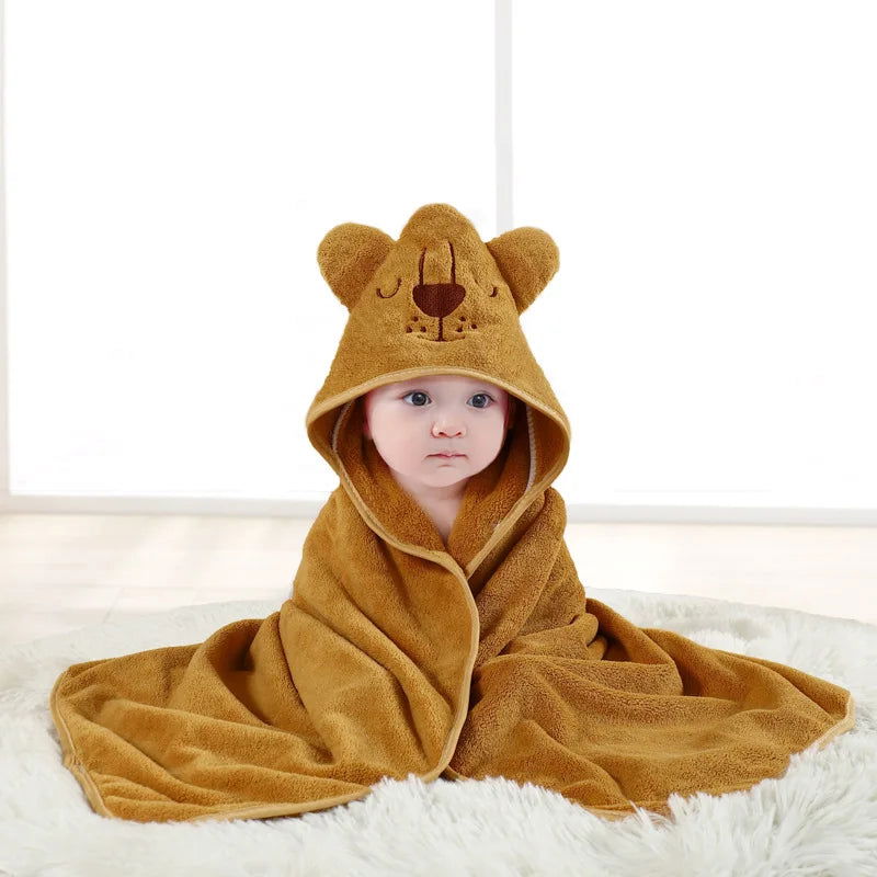Newborn Baby Bath Towel Cartoon Baby Swaddle Kids Bathrobe Fleece Blanket Warm Sleeping Swaddle Wrap for New Born Boys Girls - Slobuy