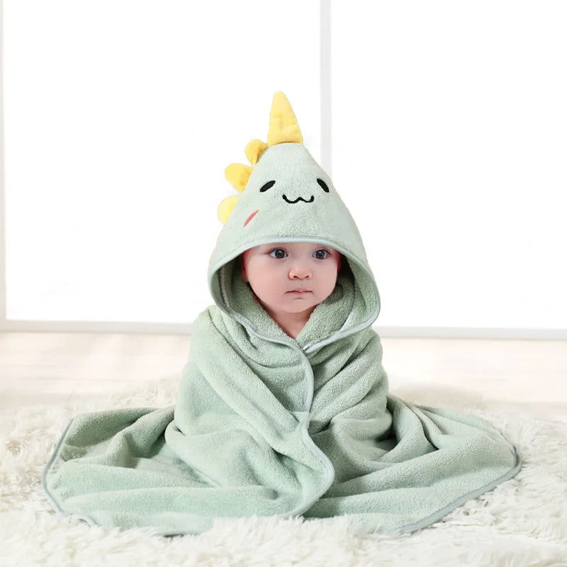 Newborn Baby Bath Towel Cartoon Baby Swaddle Kids Bathrobe Fleece Blanket Warm Sleeping Swaddle Wrap for New Born Boys Girls - Slobuy