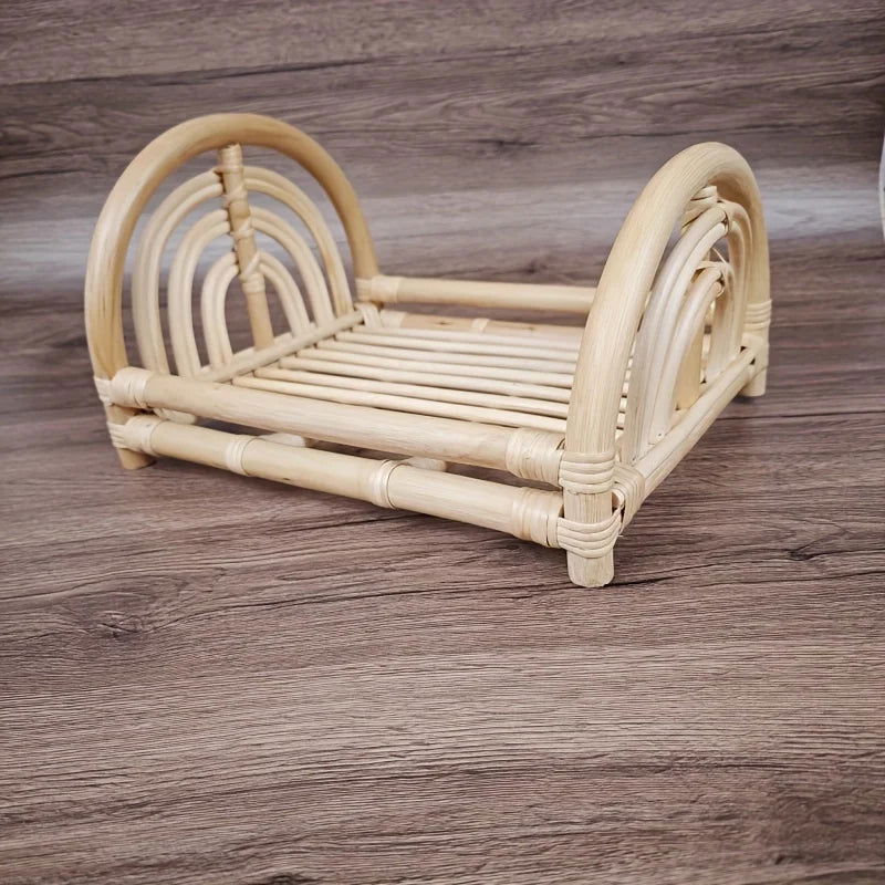 Newborn Photography Props Baby Bamboo Bed Bohemian Style Rattan Hollow Doll Bed Rattan Basket Furniture Infant Pose Baby Shootin - Slobuy
