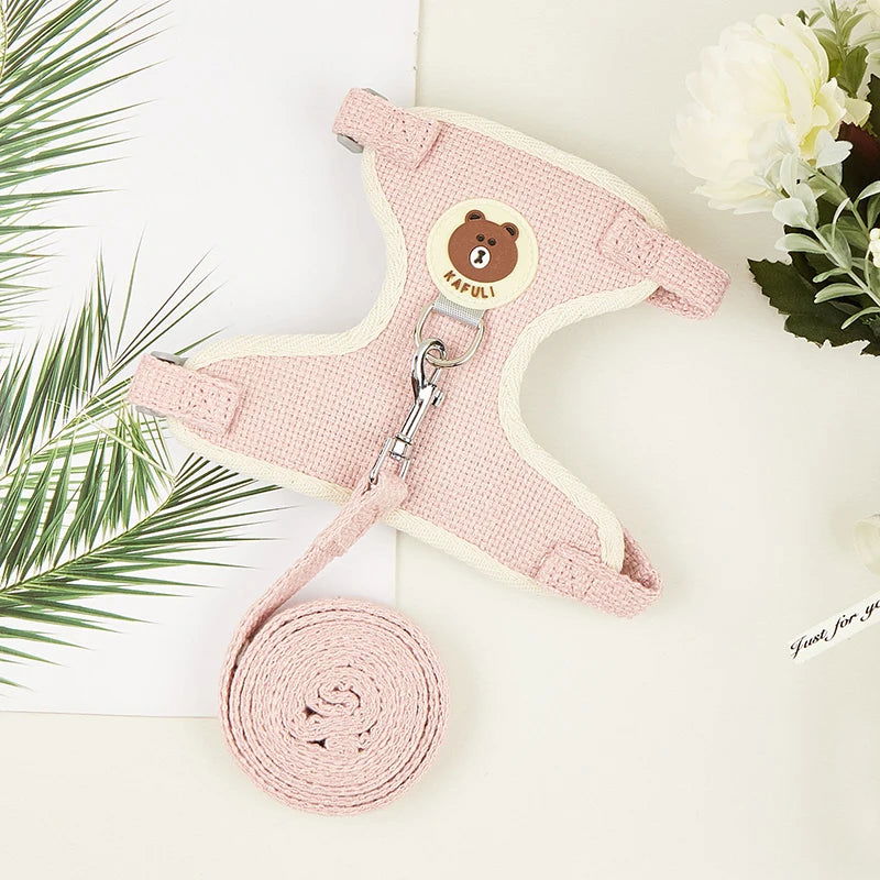 Newest Cute Rabbit Harness and Leash Set Bunny Pet Accessories Vest Harnesses Rabbit Leashes for Outdoor Walking Pets Supplies - Slobuy