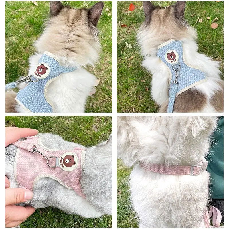 Newest Cute Rabbit Harness and Leash Set Bunny Pet Accessories Vest Harnesses Rabbit Leashes for Outdoor Walking Pets Supplies - Slobuy