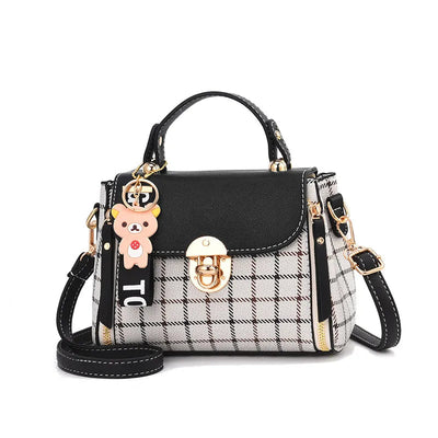 Newposs Plaid Pattern Handbag Women's Buckle Decor Flap Purse Fashion PU Leather Crossbody high quality bag Bag - Slobuy