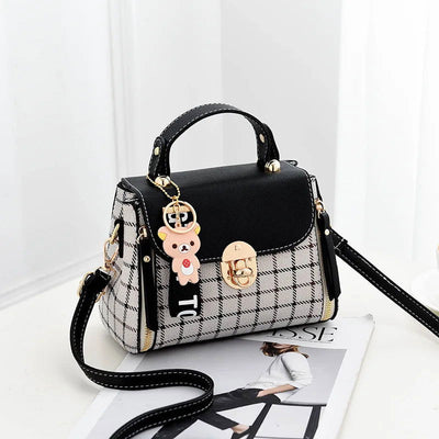 Newposs Plaid Pattern Handbag Women's Buckle Decor Flap Purse Fashion PU Leather Crossbody high quality bag Bag - Slobuy