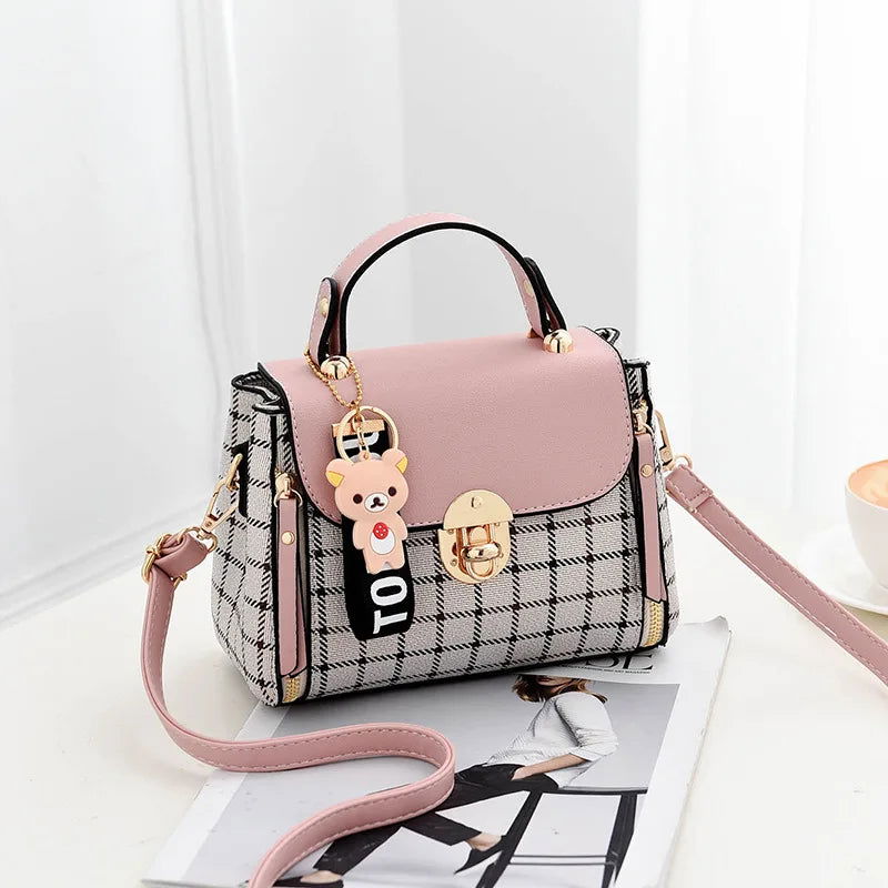 Newposs Plaid Pattern Handbag Women's Buckle Decor Flap Purse Fashion PU Leather Crossbody high quality bag Bag - Slobuy