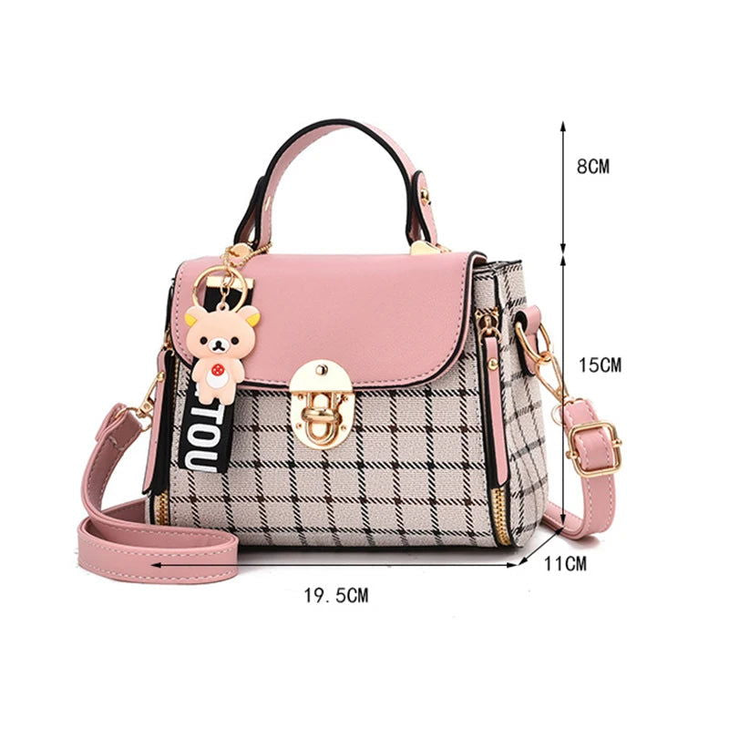 Newposs Plaid Pattern Handbag Women's Buckle Decor Flap Purse Fashion PU Leather Crossbody high quality bag Bag - Slobuy