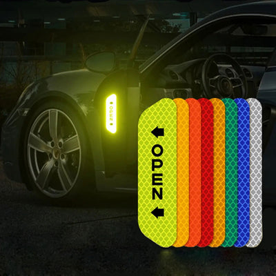 Night Reflective Car Door Sticker Safety Opening Warning Reflector Tape Decal Auto Car Accessories Exterior Interior Reflector - Slobuy
