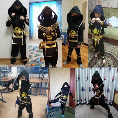 Ninja Costume Boy Halloween Kids Costume Boy Ninja Muscle Costume with Ninja Foam Accessories Best Children Gift - Slobuy