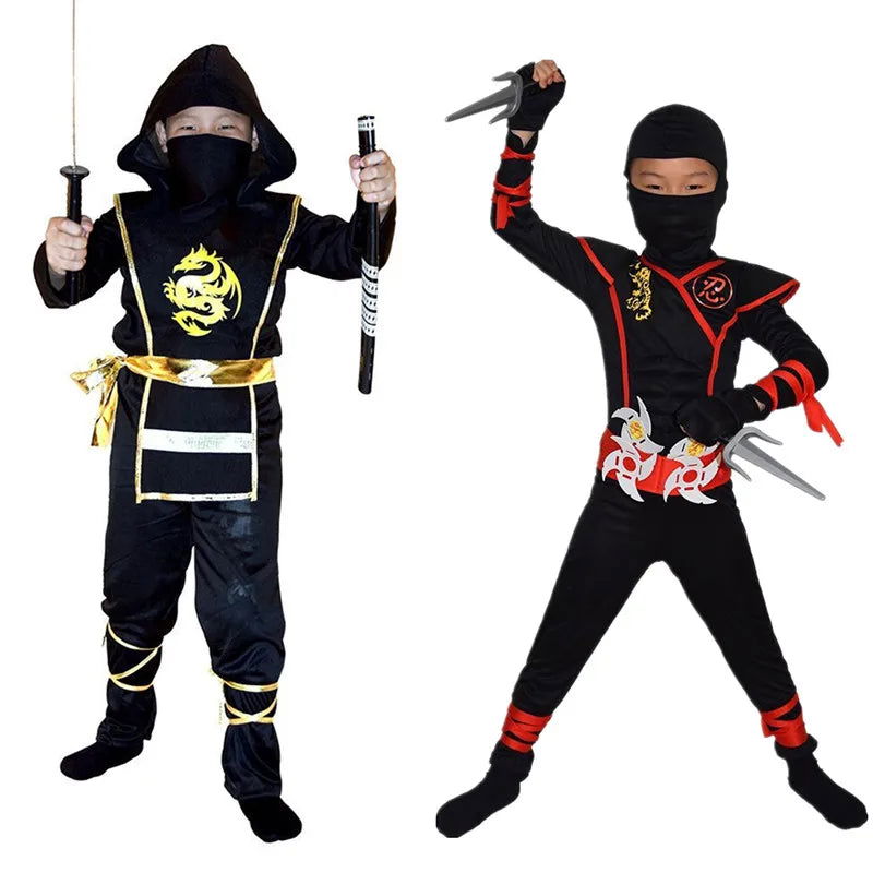 Ninja Costume Boy Halloween Kids Costume Boy Ninja Muscle Costume with Ninja Foam Accessories Best Children Gift - Slobuy