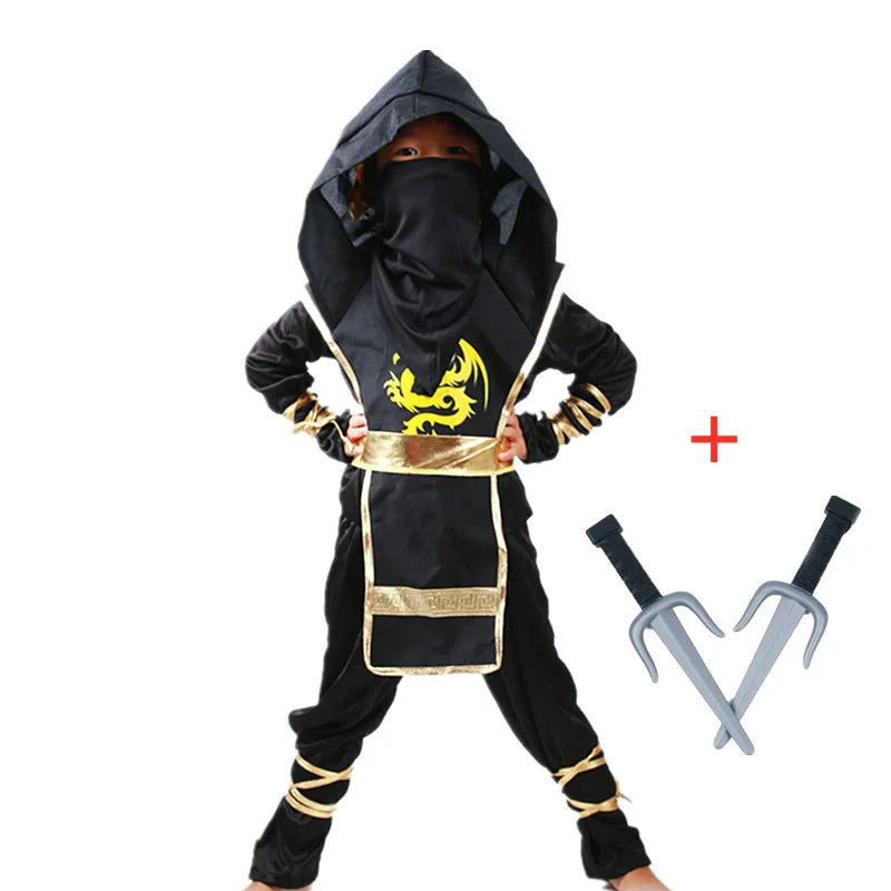 Ninja Costume Boy Halloween Kids Costume Boy Ninja Muscle Costume with Ninja Foam Accessories Best Children Gift - Slobuy