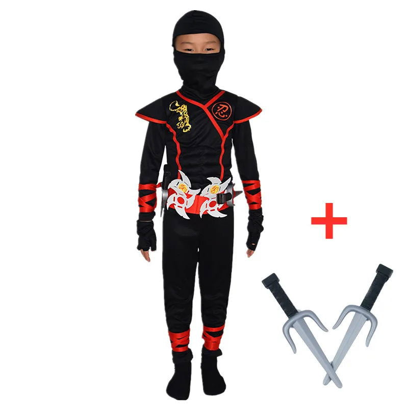 Ninja Costume Boy Halloween Kids Costume Boy Ninja Muscle Costume with Ninja Foam Accessories Best Children Gift - Slobuy