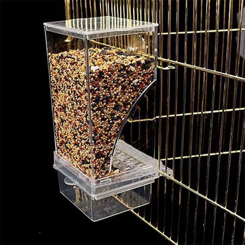 No Mess Bird Feeders Automatic Parrot Feeder Drinker Acrylic Seed Food Container Cage Accessories For Small And Medium Parakeets - Slobuy