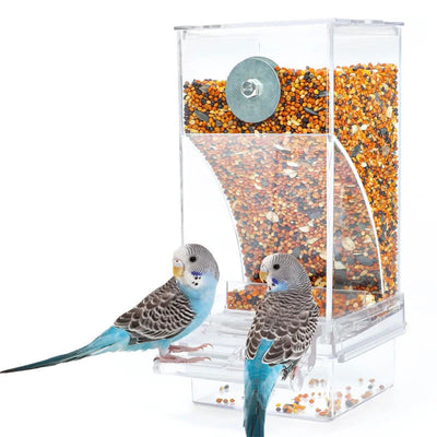 No Mess Bird Feeders Automatic Parrot Feeder Drinker Acrylic Seed Food Container Cage Accessories For Small And Medium Parakeets - Slobuy