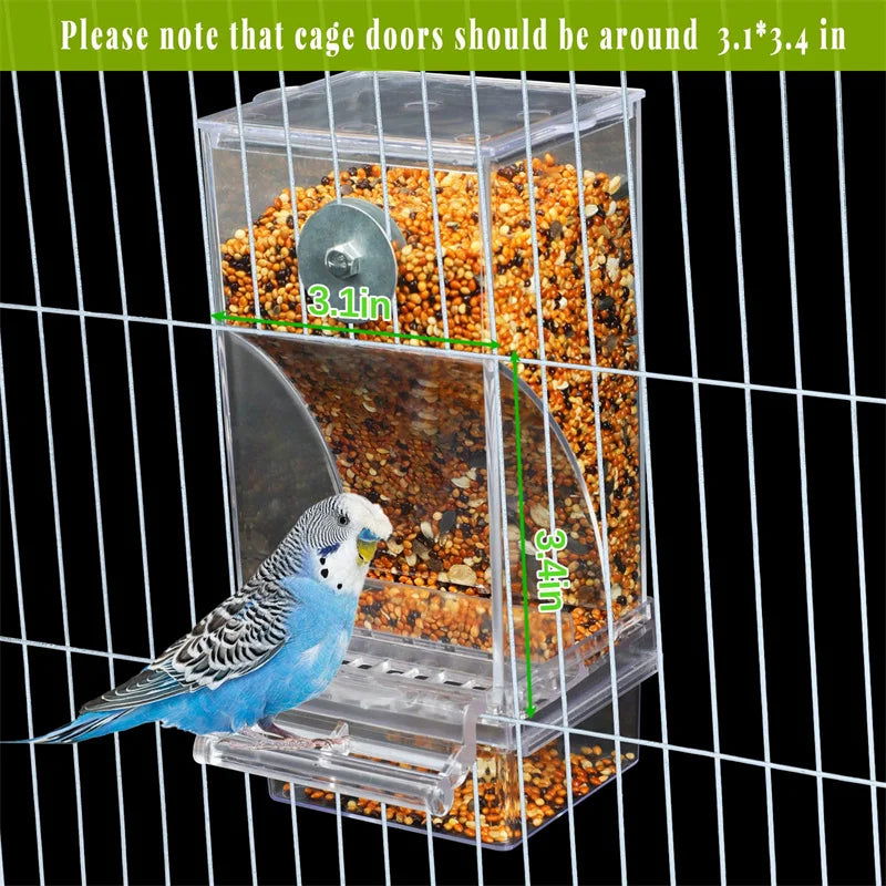 No Mess Bird Feeders Automatic Parrot Feeder Drinker Acrylic Seed Food Container Cage Accessories For Small And Medium Parakeets - Slobuy
